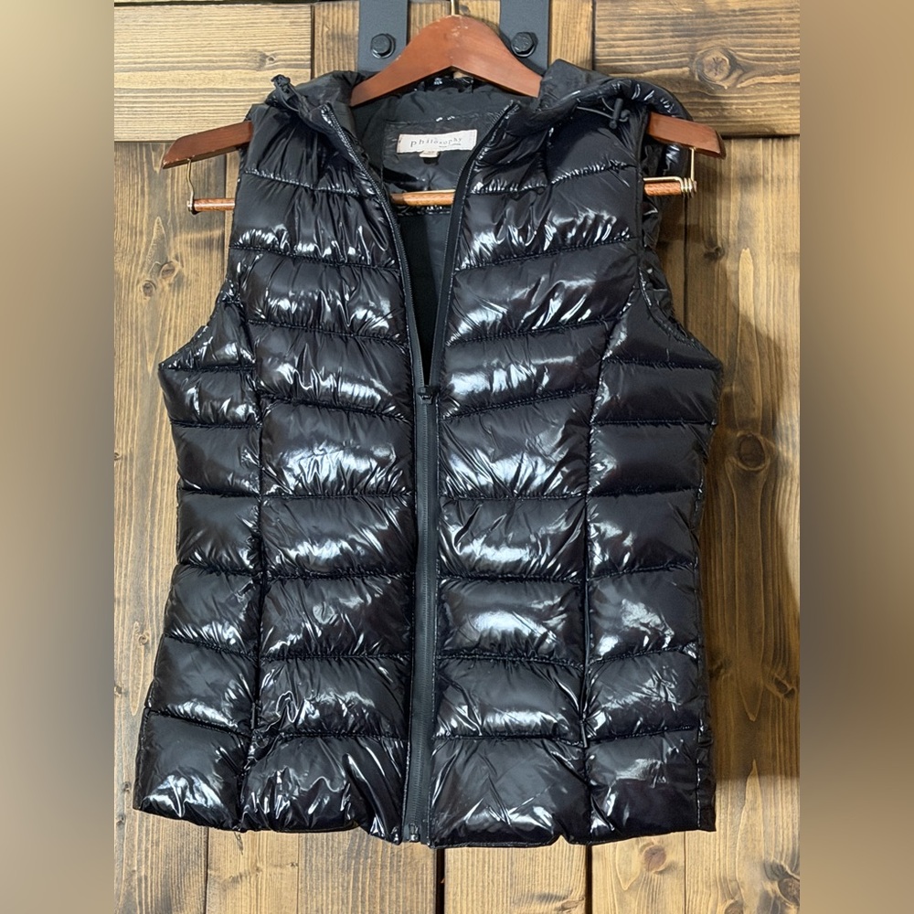 Philosophy Shiny Black Puffer Vest